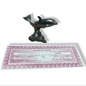 MICHAEL A. RICKER Swimming Dolphins #2 Signed Pewter Figure Ocean | Certified